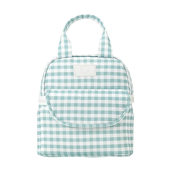 geerera 2025 New Checkered Pattern Fashionable Back Milk Bag, Outdoor Milk Bottle Insulated Bag with Adjustable Strap,Picnic Multi-purpose Lunch Bag Bento Bag 9.1x6.1x9.8 inch