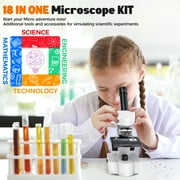 LAKWAR Microscope for Kids Beginners Student,Compound Biological Educational Microscope with Smartphone Adapter Slides Set,Educational Kits Gift