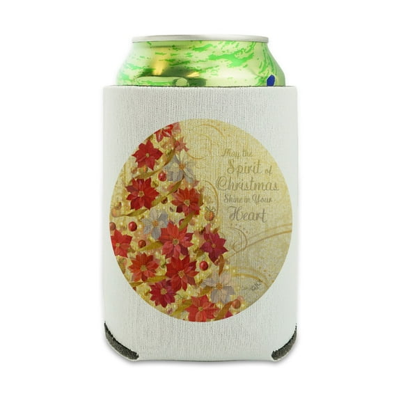 Christmas Holiday Tree Spirit Shine in Your Heart Can Cooler - Drink Sleeve Hugger Collapsible Insulator - Beverage Insulated Holder