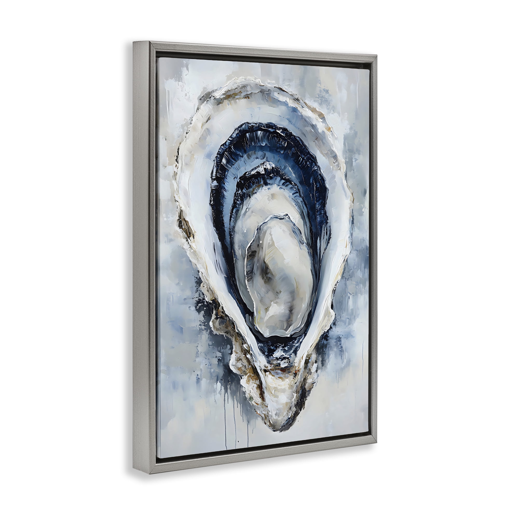 Stupell Industries Blue Oyster Shell Interior Gray Framed Floater Canvas Wall Art, design by Creative Studio