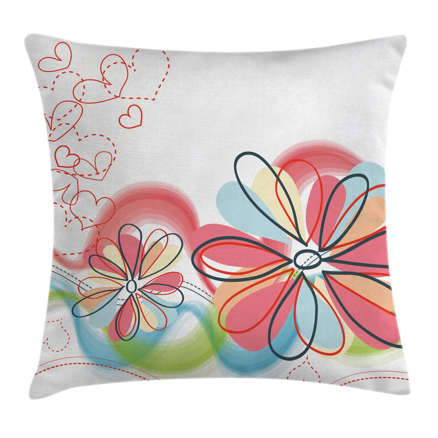 Colorful Home Decor Throw Pillow Cushion Cover, Cute Floral Haze