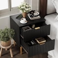 thumbnail image 5 of TROPOW 2 Pack Modern Nightstand with USB Charging Station, Gold & Wood Fluted Bedside Night Stand with 2 Drawers, USB Ports & Outlets, Bedside End Tables for Living Room Bedroom Home Office, 5 of 7