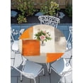 thumbnail image 6 of Burnt Orange Beige Round Fitted Tablecloth with Elastic Edge, Waterproof Table Cloth Table Cover for 36"-44" Tables, Abstract Modern Oil Painting Geometric Tablecloths for Dining Picnic Outdoor, 6 of 9