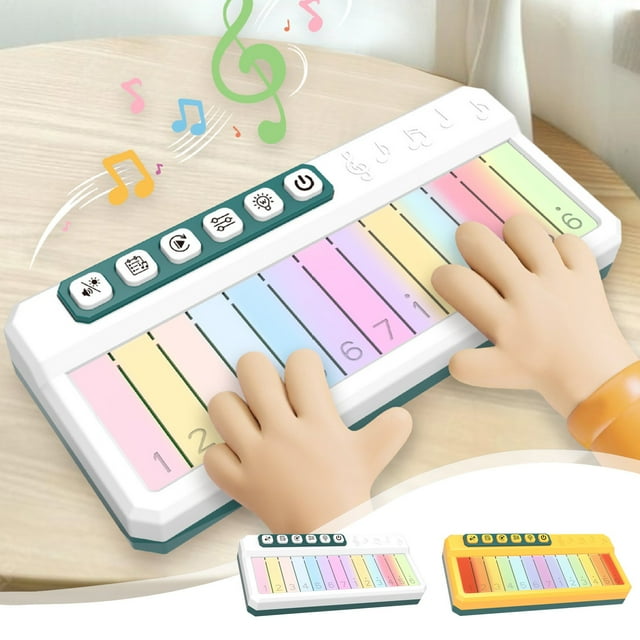Fufafayo 2Pcs Touchscreen Music Box Electronic PianoToy,KidsMusical Instruments Puzzle Early Education, Rainbow Light Piano Box forChildrenBirthday Gift