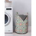 thumbnail image 3 of Geometric Laundry Bag, Spanish Culture Inspired Ornamental Symmetric Floral Arrangement Vivid Palette, Basket with Handles Drawstring Closure for Laundromats, 13" x 19", Multicolor, by Ambesonne, 3 of 4
