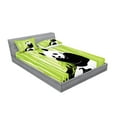 thumbnail image 2 of Ambesonne Animal Fitted Sheet & Pillow Sham Set, Panda in Wild Exotic Forest, Full, White Black Lime, 2 of 2