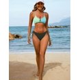 thumbnail image 5 of Womens Sexy 2 Piece Bikini Sets Cheeky High Cut Bathing Suit Color Block Textured U-Wire Swimsuits 2025, 5 of 11