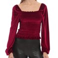 thumbnail image 1 of Camiseta de manga larga elegante para mujer, top francés con sentido del diseño, camisa base de ante, 1 of 5
