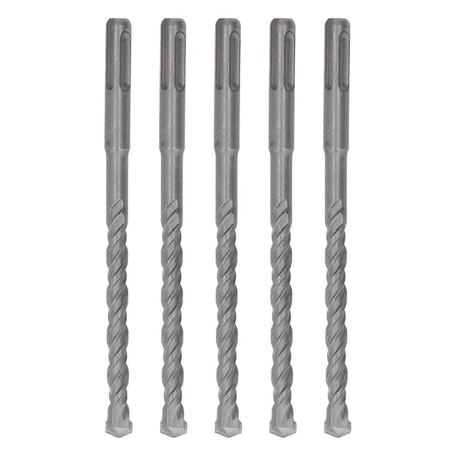 5 Pcs Rotary Hammer Drill Bit 160mm Length 2 Flute Self Centering Carbide Tip Impact Drill Bits for Brick Stone Concrete 10mm/0.39in