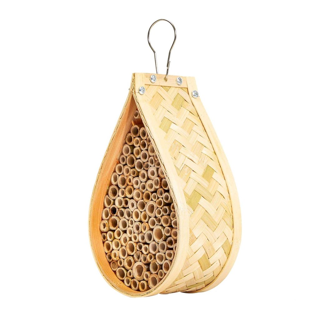 Natural Bamboo Mason Bee Hive House, 5.75 x 3.9 x 9.5 inch Hanging