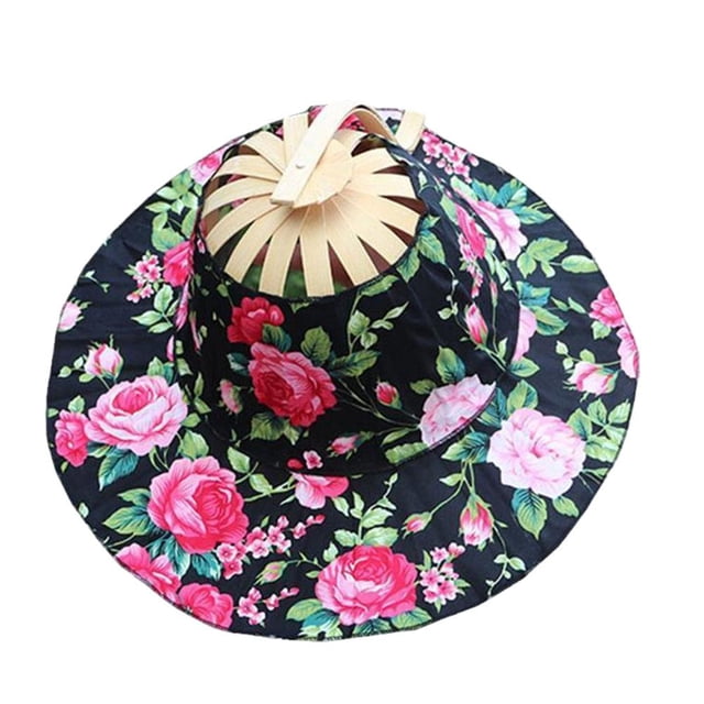 Bamboo Foldable Hand Fan Sun Hat Foldable Bamboo Fan For Traveling Hat -UKHOT