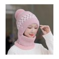 thumbnail image 2 of Gorro de invierno para mujer, conjunto de bufanda circular peruana, gorros con orejeras de esquí, pompones con forro polar de doble capa rosa kaili Sencillez, 2 of 3