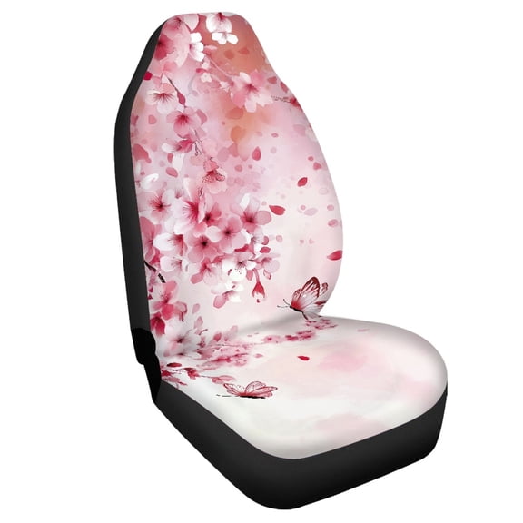 Uourmeti Seat Covers for Cars Anti-Scratch Car Seat Covers Polyester Anti-Slip, Suitable for Sedan Suv, Butterfly Cherry blossom