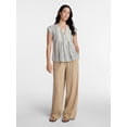 thumbnail image 3 of Time and Tru Women's Linen Blend Pintuck Top with Short Sleeves, Size XS-XXXL, 3 of 6