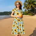thumbnail image 4 of Balery Blue White Striped Sunflower A Pattern Womens Dresses Loose Short sleeve Sundresses Swimsuit Coverup 2025 Summer Casual Dress for Women - A-Line Swing Dress, 4 of 6