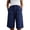 v#14Navy53, variant on Rggeeun Womens Shorts Solid Color Elastic Waist Soft Lightweight Loose Fit Knee-Length Knit With Pleated & Buttons Trim For Summer Evening Party Adorable Hot Pants,Blue,L