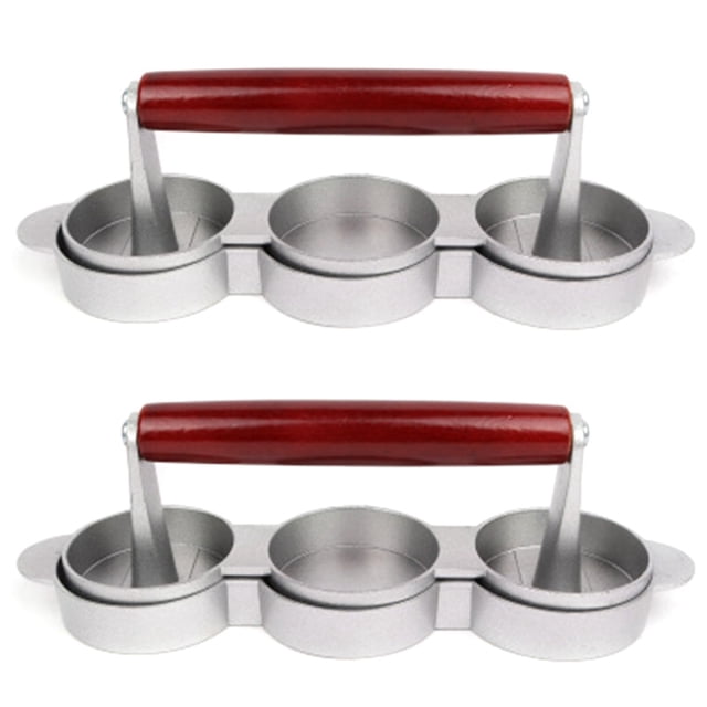 2X Mini Prensas para Hamburguesas Antiadherentes 3 Ranuras Hamburguesas Pequeñas Prensa Triple Hamburguesa de Carne Máquina para Hacer Moldes Máquina de Carne Carne