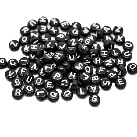 Acrylic Gemstone Beads - 900 Mixed White on Black Acrylic Alphabet /Letter