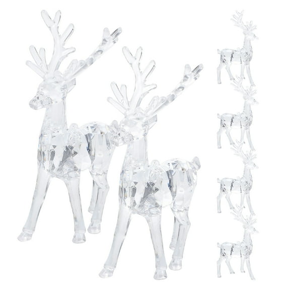 LITINKIMI Set of 6 Transparent Acrylic Reindeer Figurines Holiday Tabletop Centerpieces for Family Christmas Parties