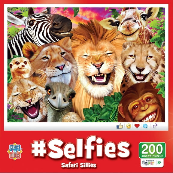 MasterPieces Safari Sillies 200 Piece Jigsaw Puzzle for Kids Ages 8 - Fun Animal Selfie Theme
