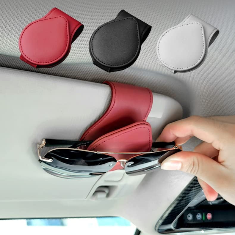 Sunglass Holder for Car, Sunglass Clip for Car Visor, Leather Eyeglasses Hanger and