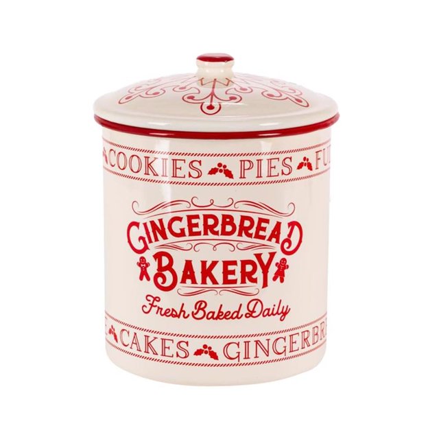 Tarro de galletas Gerson para decoración navideña, rojo y blanco, paquete de 4