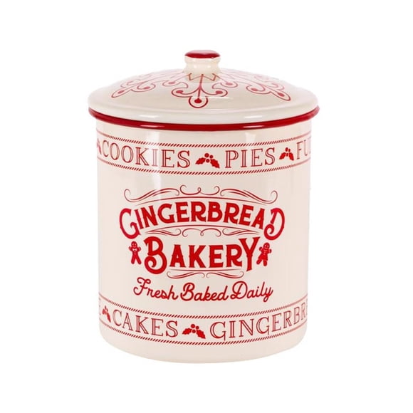 Tarro de galletas Gerson para decoración navideña, rojo y blanco, paquete de 4