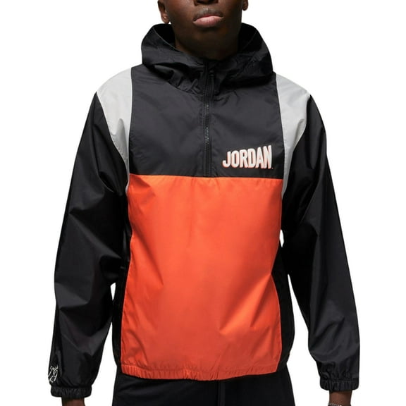 Jordan Men's Flight MVP HBR 1/4 Zip Pullover Jacket X-Large Black Orange Wheaties