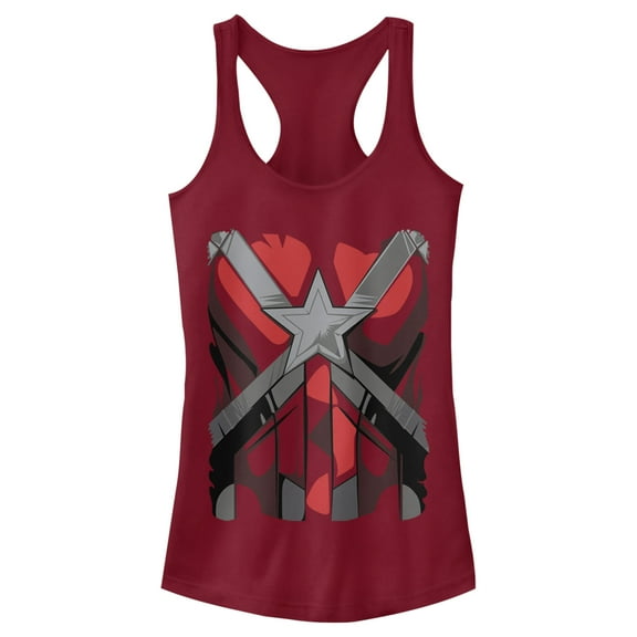 Junior's Marvel Black Widow Guardian Costume  Racerback Tank Top Scarlet Medium