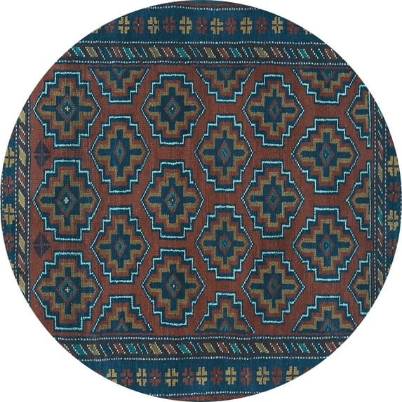 Ahgly Company Indoor Round Persian Light Blue Traditional Area Rugs, 8' Round