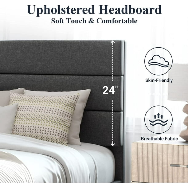 エリザベスページ Allewie King Size Platform Bed Frame with Fabric Upholstered