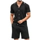 thumbnail image 1 of Camisas de Manga Corta de los Hombres Turn-Down Collar Conjunto de Coincidencia, Conjunto Corto de los Hombres de Poliéster Ligero, 1 of 6