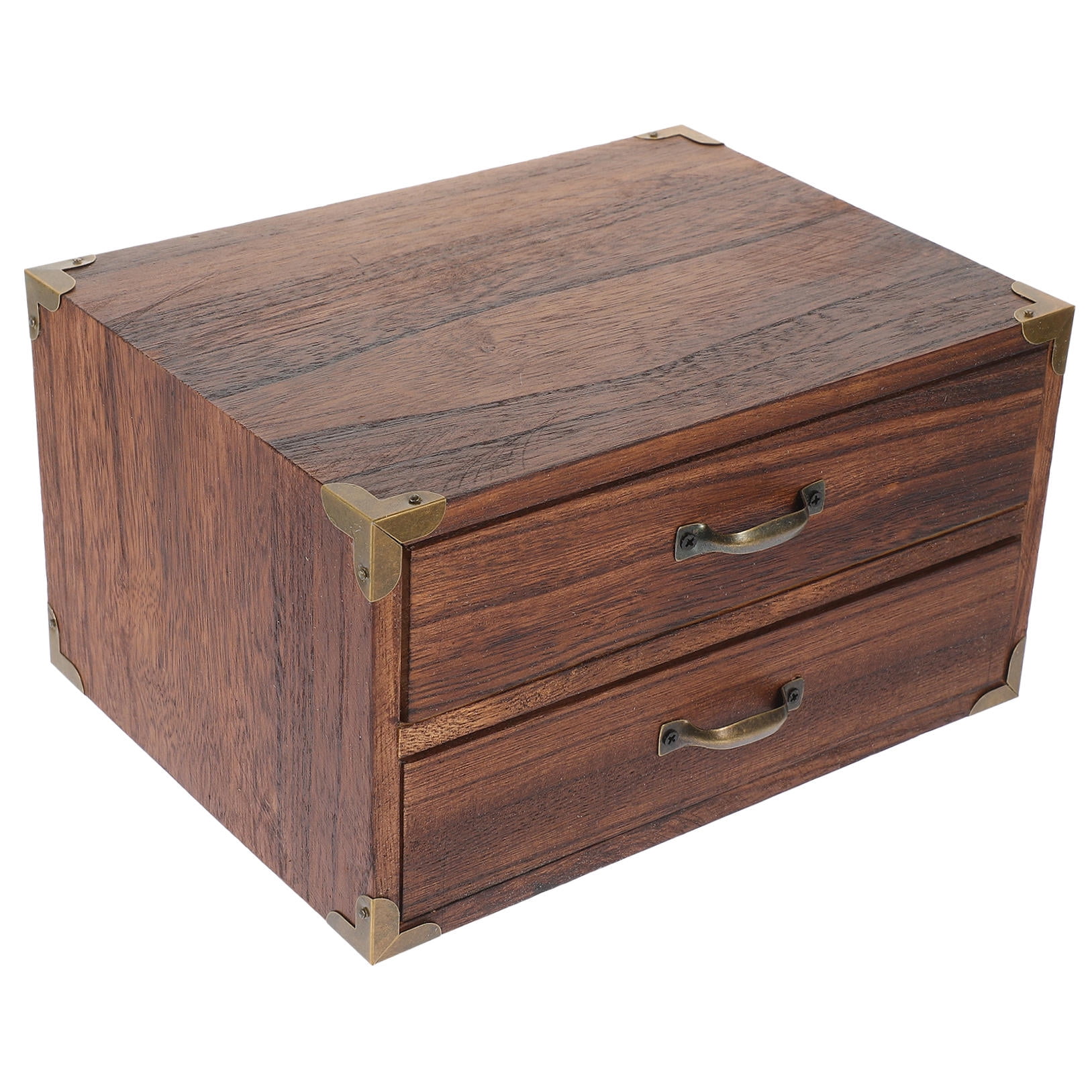 BESTONZON Drawer Type Tabletop Storage Box wood desktop organizer Light Brown 1Set