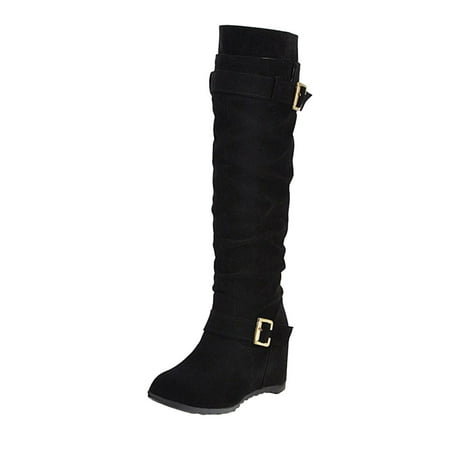 

eileial Wide Calf Boot Tall Knee High Women s Winter Shoes Black 9