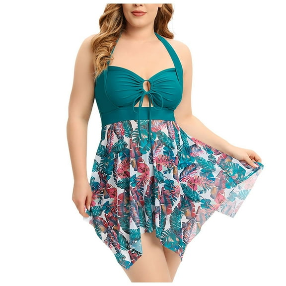 Summer Savings Clearance! Edvintorg Plus Size Swimsuit For Women Fashion Womens Tankini Swimsuits Tummy Control Swimwear Two Piece Bathing Suits With Boyshorts Swimdress