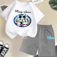 thumbnail image 3 of Camiseta y pantalones cortos con estampado de Mickey Mouse de verano para niños y adolescentes, traje de 2 piezas, ropa deportiva informal para niños y niñas, conjunto de moda Sunshine, 3 of 5