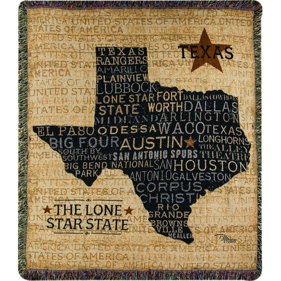 Manual Woodworkers & Weavers Tapestry Throw, USA Texas, 50 x 60