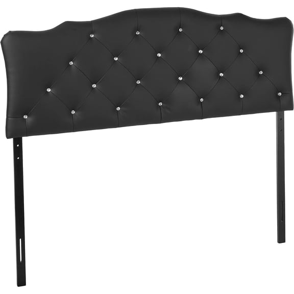 Upholstered Headboard Adjustable Button Tufted Modern Bedroom Decor Black/Queen