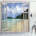 thumbnail image 1 of Tropical Island Beach View Decor Dreamy Summer Vacation Scenery Shower Curtain, 1 of 3