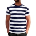 thumbnail image 2 of LWavelet Striped Men's Short Sleeve T-Shirt Comfortable Ideal for Daily Casual and Weekend Wear Blue XL, 2 of 5