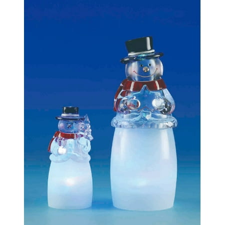 Frosty Snowman Figure - Set of 2 LED Frosty Snowman and Son Christmas Table Top Figures 6.8