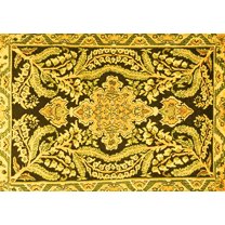 Ahgly Company Machine Washable Indoor Rectangle Persian Yellow Traditional Area Rugs, 5' x 7'