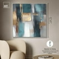 thumbnail image 5 of Art Remedy Abstract with Gold Canvas, 40" x 40", Silver Frame, Reflections in Teal and Ochre I, 5 of 7