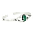 thumbnail image 2 of 925 Silver Plated Natural Malachite Cuff Bangle Bracelet for Women – Handmade Open Bangle – Green Gemstone April Birthstone Statement Jewelry – Gift for Her, 2 of 6