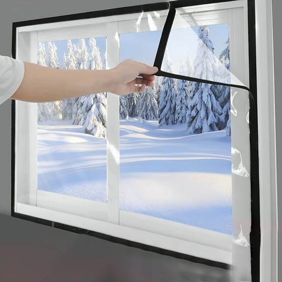 SELIVO Window Insulation Kit,Plastic Window Coverings for Winter Window Windproof Leakage Windscreen Thickened Transparent Coldproof Warm Film Windproof Frostproof Curtains