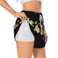thumbnail image 1 of Balery Bee Happy Sunflower Gnomes Pantalones cortos deportivos para mujer con forro y dos bolsillos, elásticos, para entrenamiento, gimnasio, yoga-XX-Large, 1 of 7