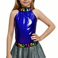 thumbnail image 5 of FAHXNVB Girls Crewneck Tank Tops Shiny Letter Print Off Shoulder Casual Dance T-Shirts Fashion Comfortable Sleeveless Shirts 4-14 Years, 5 of 5