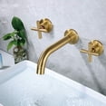 thumbnail image 3 of Bathroom Faucet, Brass Brushed Gold 2 Handle Wall Mounted Bathroom Sink Faucet with Rough-in Valve Tub Mixer Faucet Taps, 3 of 7