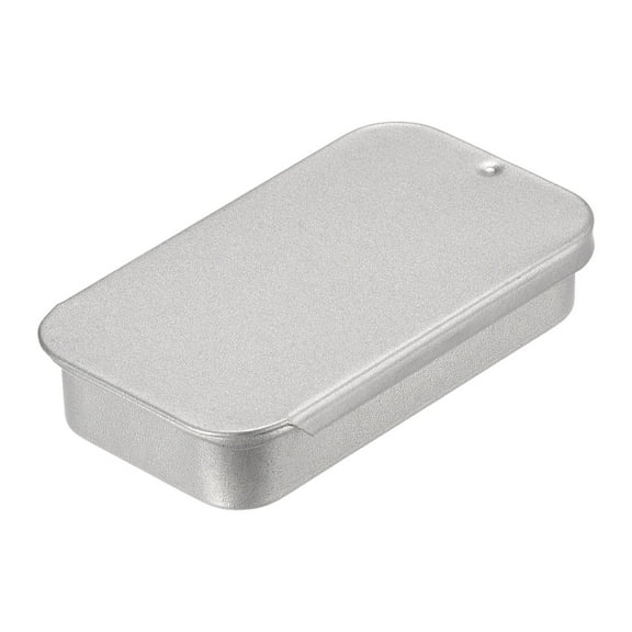 Uxcell Metal Tin Box, 2.36" x 1.18" x 0.43" Empty Tinplate Storage Containers with Sliding Lids, Silver Tone, 3 Pack