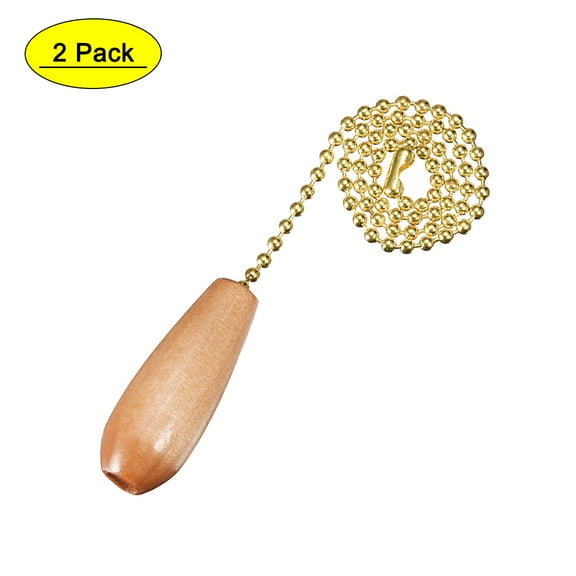 Uxcell 12 inch Natural Finish Wooden Pendant Pull Chain Brass Fan Light Lighting Accessories 2 Pack